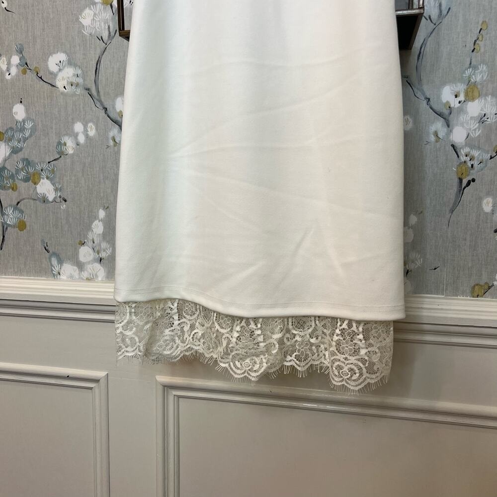 Lulus White Mini Dress with High Neckline and Lace Accent - Size M - Picture 5 of 9
